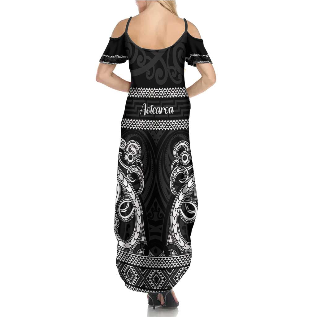 Kia Ora New Zealand Summer Maxi Dress Maori Language Week Pango Taniko Motif - Polynesian Pride