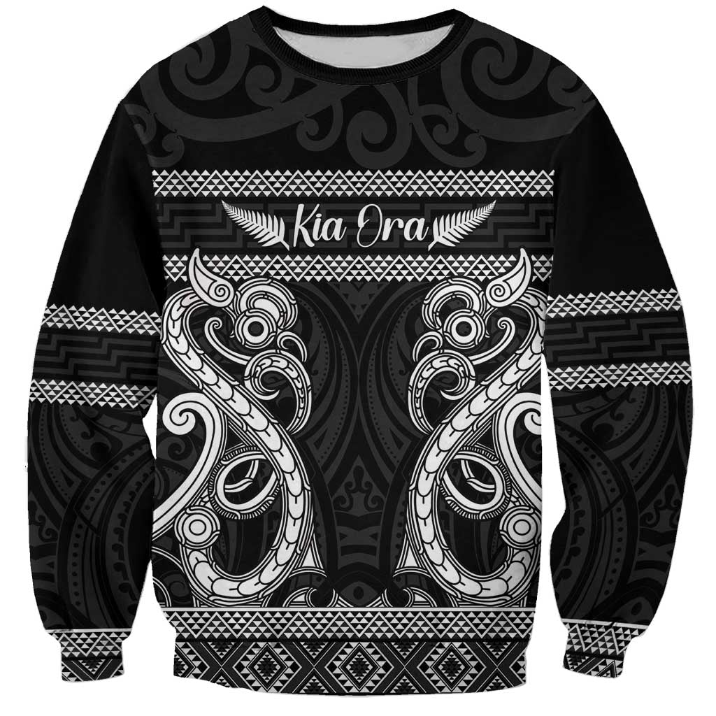 Kia Ora New Zealand Sweatshirt Maori Language Week Pango Taniko Motif - Polynesian Pride