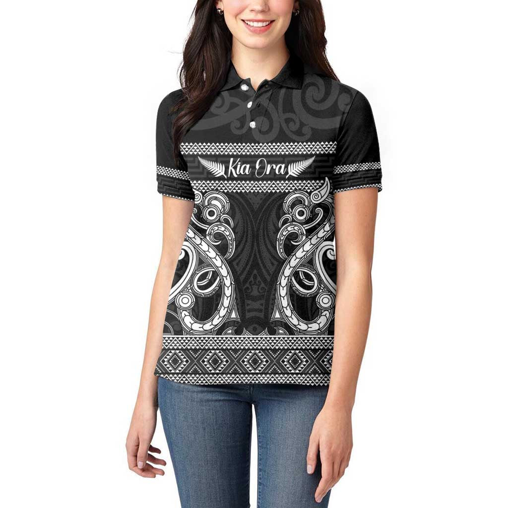 Kia Ora New Zealand Women Polo Shirt Maori Language Week Pango Taniko Motif - Polynesian Pride