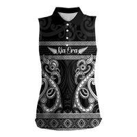Kia Ora New Zealand Women Sleeveless Polo Shirt Maori Language Week Pango Taniko Motif - Polynesian Pride
