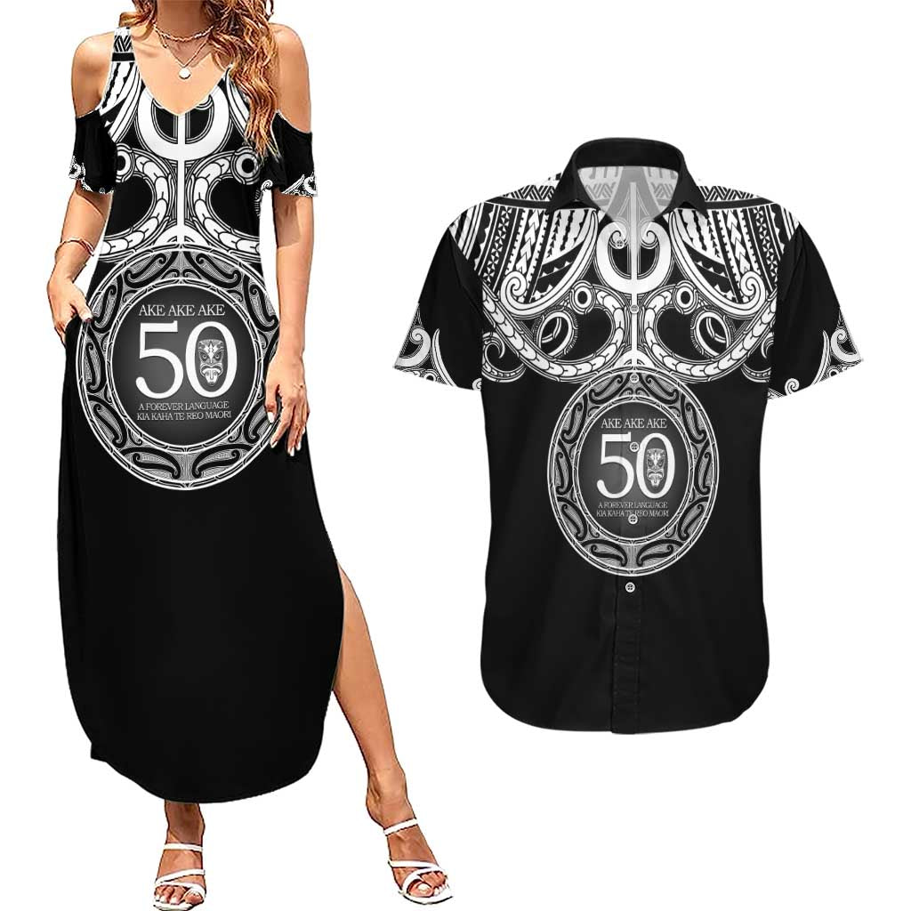 Kia Kaha Te Reo Maori New Zealand Couples Matching Summer Maxi Dress and Hawaiian Shirt 50th Anniversary Ake Ake Ake - Polynesian Pride