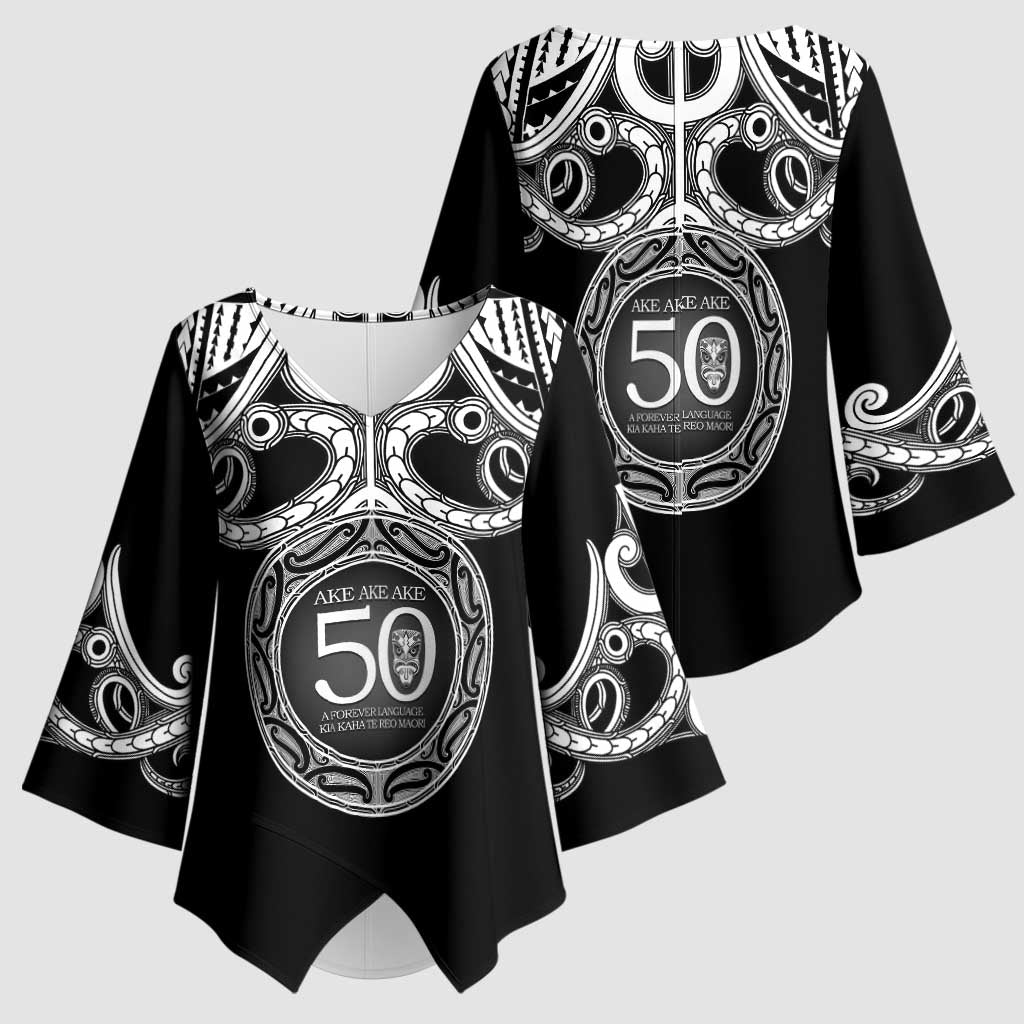 Kia Kaha Te Reo Maori New Zealand Kimono Sleeve Blouse 50th Anniversary Ake Ake Ake - Polynesian Pride