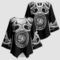 Kia Kaha Te Reo Maori New Zealand Kimono Sleeve Blouse 50th Anniversary Ake Ake Ake - Polynesian Pride