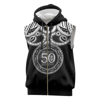 Kia Kaha Te Reo Maori New Zealand Sleeveless Zip Hoodie 50th Anniversary Ake Ake Ake - Polynesian Pride