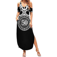 Kia Kaha Te Reo Maori New Zealand Summer Maxi Dress 50th Anniversary Ake Ake Ake - Polynesian Pride