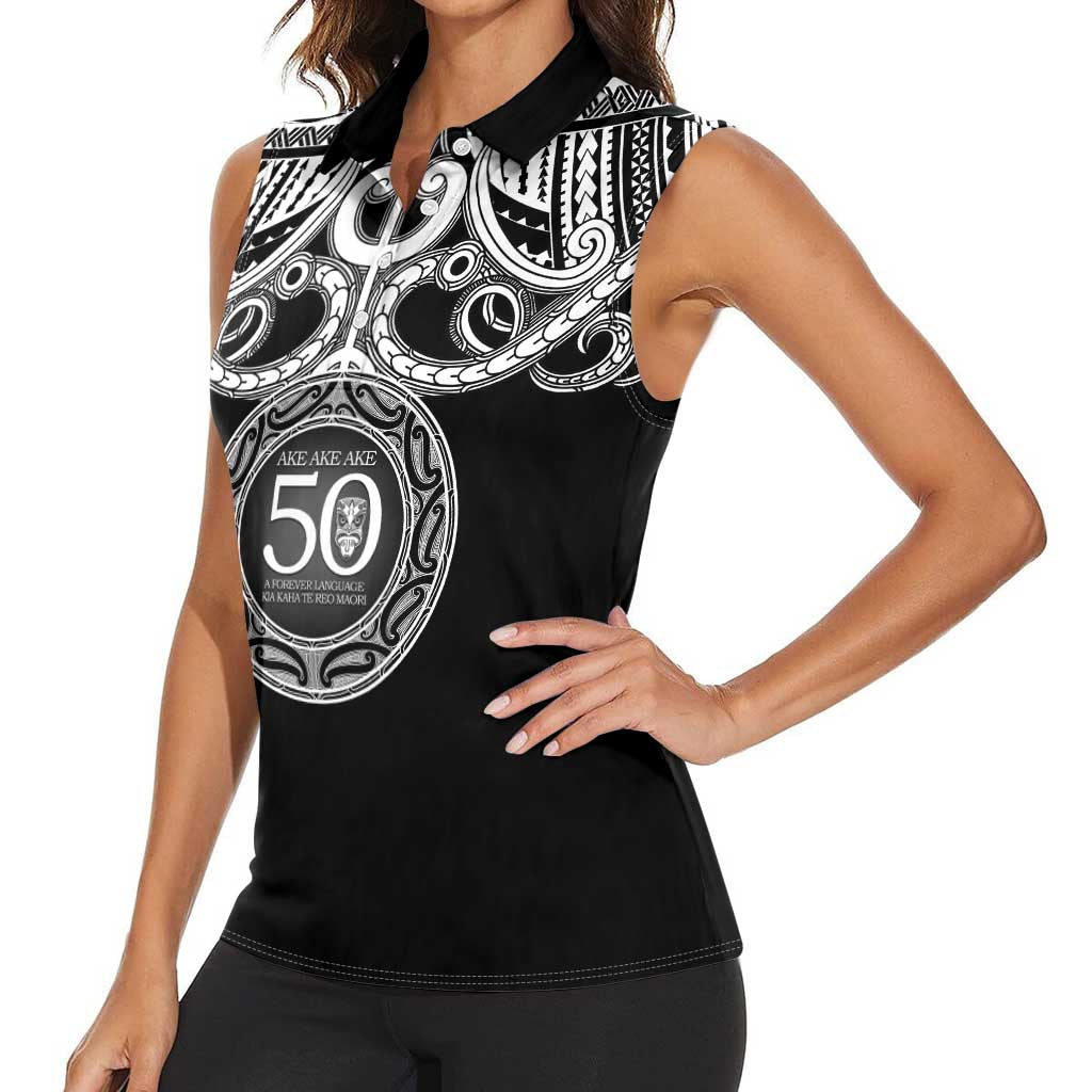 Kia Kaha Te Reo Maori New Zealand Women Sleeveless Polo Shirt 50th Anniversary Ake Ake Ake - Polynesian Pride