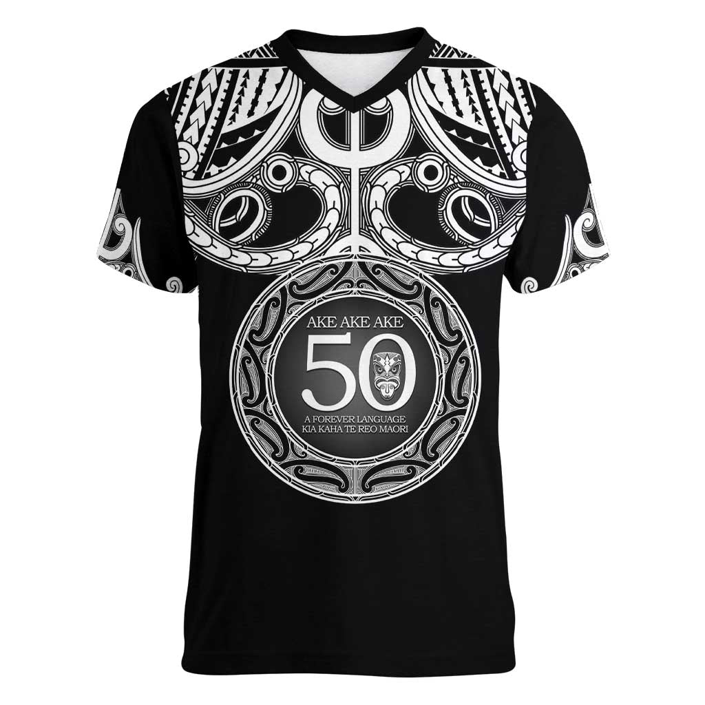 Kia Kaha Te Reo Maori New Zealand Women V-Neck T-Shirt 50th Anniversary Ake Ake Ake - Polynesian Pride