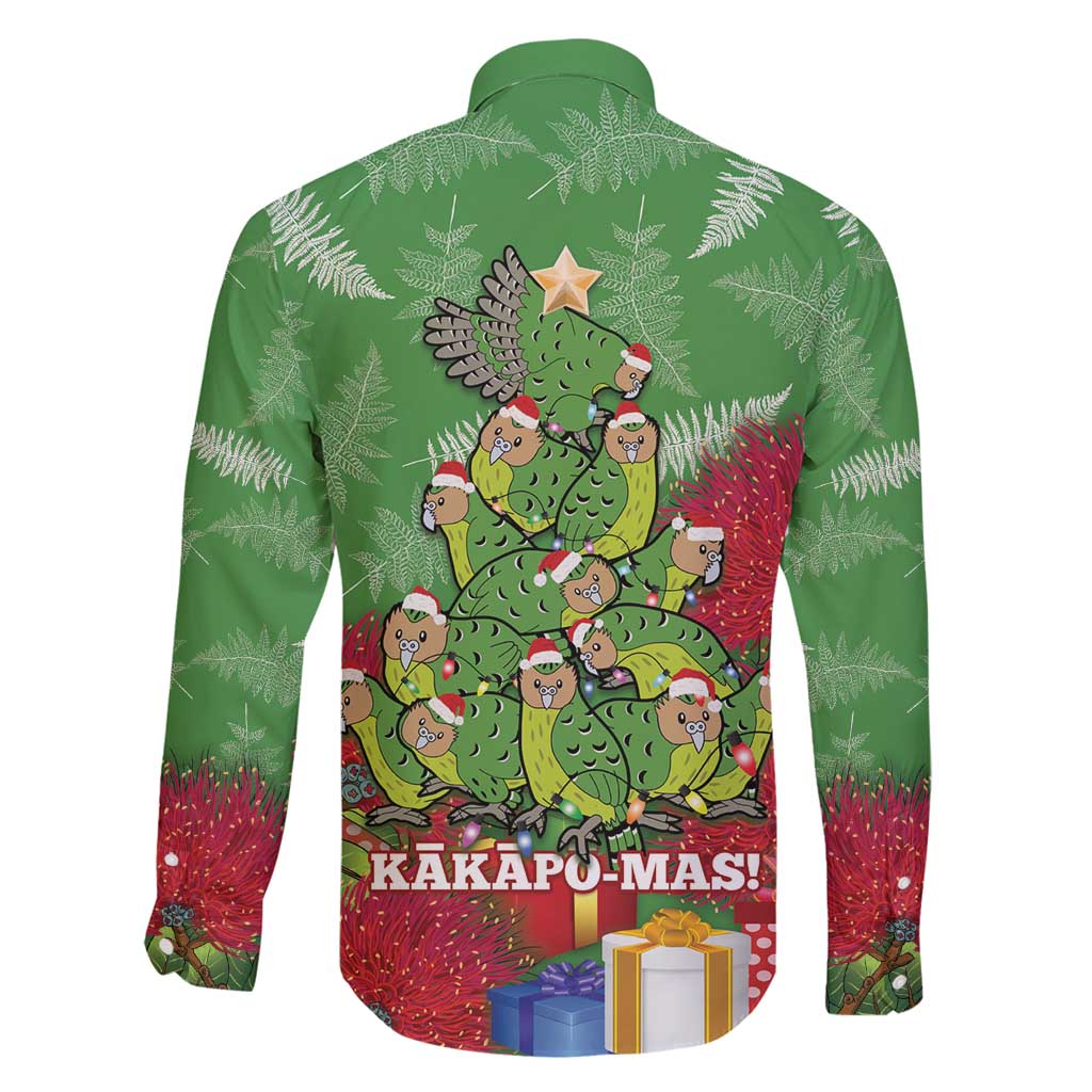 Kakapo New Zealand Christmas Family Matching Long Sleeve Bodycon Dress and Hawaiian Shirt Meri Kirihimete Pohutukawa - Green Color LT14 - Polynesian Pride