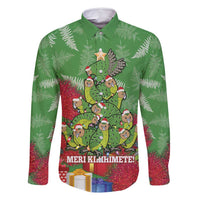 Kakapo New Zealand Christmas Family Matching Off Shoulder Maxi Dress and Hawaiian Shirt Meri Kirihimete Pohutukawa - Green Color