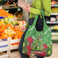 Kakapo New Zealand Christmas Grocery Bag Meri Kirihimete Pohutukawa - Green Color