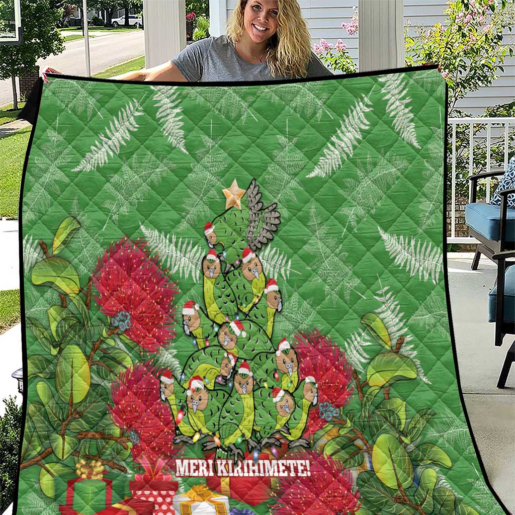 Kakapo New Zealand Christmas Quilt Meri Kirihimete Pohutukawa - Green Color LT14 Green - Polynesian Pride