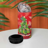 Kakapo New Zealand Christmas 4 in 1 Can Cooler Tumbler Meri Kirihimete Pohutukawa - Red Color