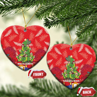 Kakapo New Zealand Christmas Ceramic Ornament Meri Kirihimete Pohutukawa - Red Color