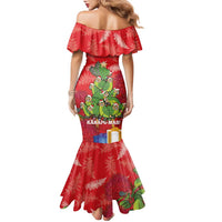 Kakapo New Zealand Christmas Family Matching Mermaid Dress and Hawaiian Shirt Meri Kirihimete Pohutukawa - Red Color LT14 - Polynesian Pride