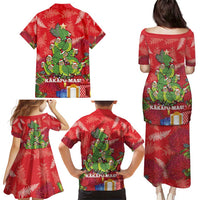 Kakapo New Zealand Christmas Family Matching Puletasi and Hawaiian Shirt Meri Kirihimete Pohutukawa - Red Color