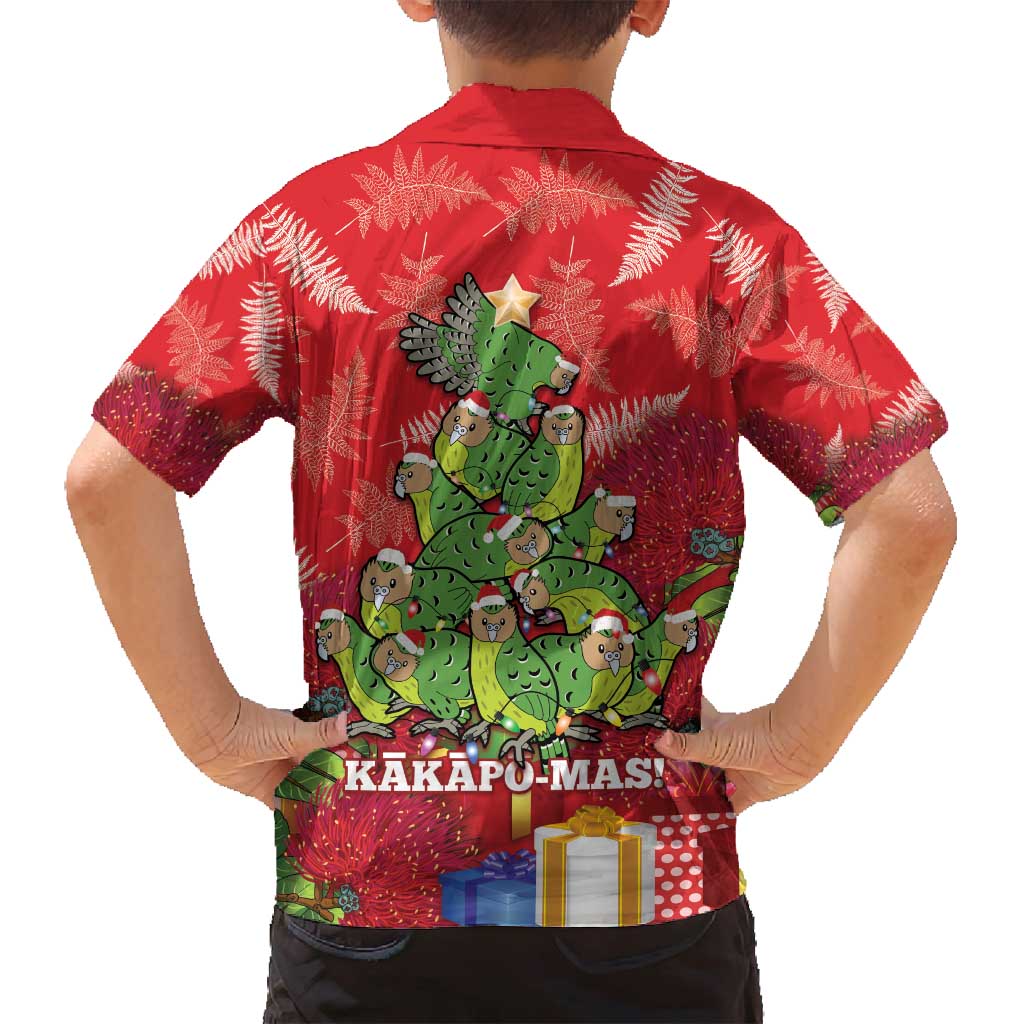 Kakapo New Zealand Christmas Family Matching Tank Maxi Dress and Hawaiian Shirt Meri Kirihimete Pohutukawa - Red Color LT14 - Polynesian Pride
