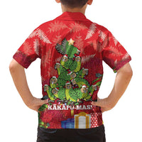 Kakapo New Zealand Christmas Family Matching Tank Maxi Dress and Hawaiian Shirt Meri Kirihimete Pohutukawa - Red Color LT14 - Polynesian Pride