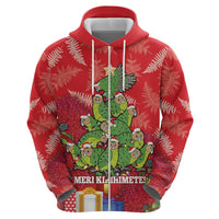 Kakapo New Zealand Christmas Hoodie Meri Kirihimete Pohutukawa - Red Color
