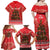 Kiwi New Zealand Christmas Family Matching Off Shoulder Maxi Dress and Hawaiian Shirt Meri Kirihimete Silver Fern - Red Color