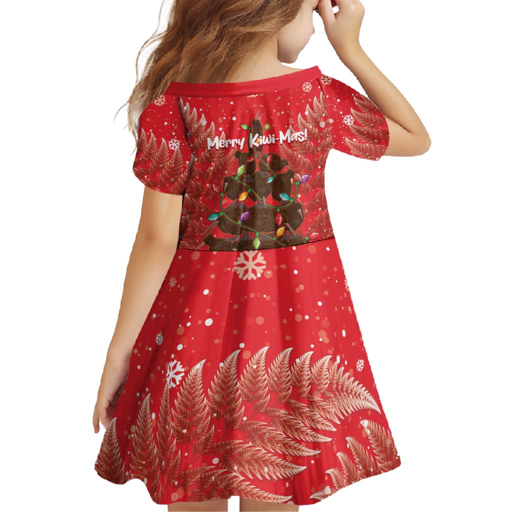 Kiwi New Zealand Christmas Family Matching Tank Maxi Dress and Hawaiian Shirt Meri Kirihimete Silver Fern - Red Color LT14 - Polynesian Pride