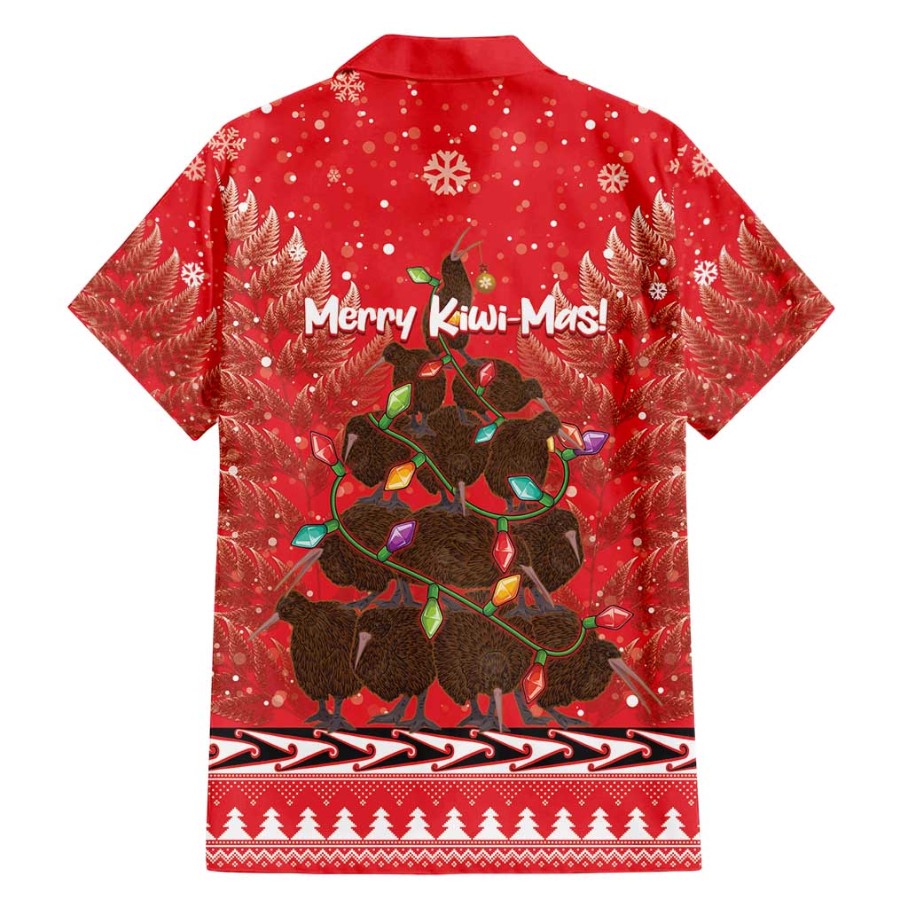 Kiwi New Zealand Christmas Family Matching Tank Maxi Dress and Hawaiian Shirt Meri Kirihimete Silver Fern - Red Color LT14 - Polynesian Pride