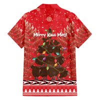 Kiwi New Zealand Christmas Family Matching Tank Maxi Dress and Hawaiian Shirt Meri Kirihimete Silver Fern - Red Color LT14 - Polynesian Pride