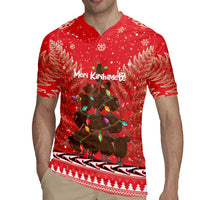 Kiwi New Zealand Christmas Rugby Jersey Meri Kirihimete Silver Fern - Red Color