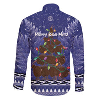 Kiwi New Zealand Christmas Family Matching Mermaid Dress and Hawaiian Shirt Meri Kirihimete Silver Fern - Blue Color LT14 - Polynesian Pride