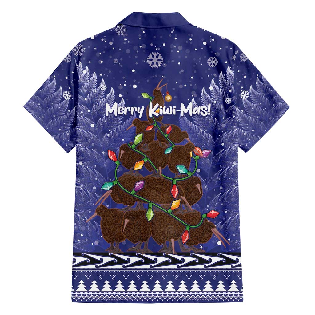Kiwi New Zealand Christmas Family Matching Tank Maxi Dress and Hawaiian Shirt Meri Kirihimete Silver Fern - Blue Color LT14 - Polynesian Pride
