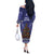 Kiwi New Zealand Christmas Off The Shoulder Long Sleeve Dress Meri Kirihimete Silver Fern - Blue Color