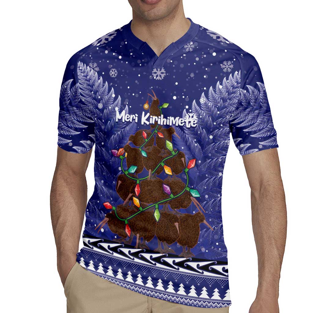 Kiwi New Zealand Christmas Rugby Jersey Meri Kirihimete Silver Fern - Blue Color