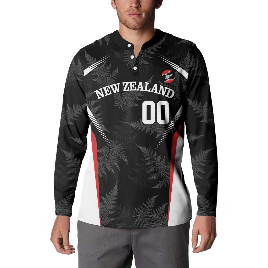 Custom New Zealand Silver Fern Softball Button Sweatshirt Go Aotearoa LT14 - Polynesian Pride