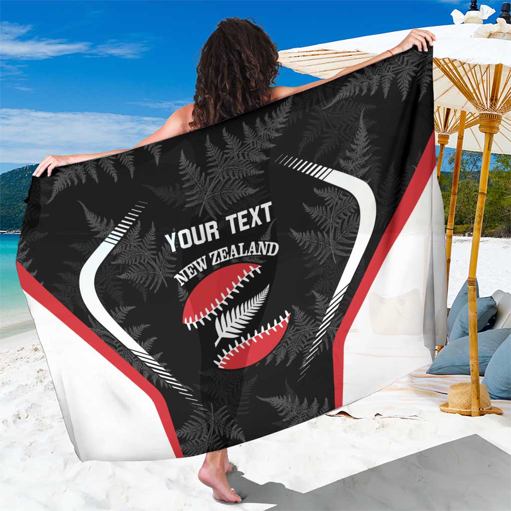 Custom New Zealand Silver Fern Softball Sarong Go Aotearoa LT14 One Size 44 x 66 inches Black - Polynesian Pride