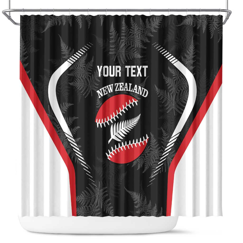 Custom New Zealand Silver Fern Softball Shower Curtain Go Aotearoa LT14 Black - Polynesian Pride