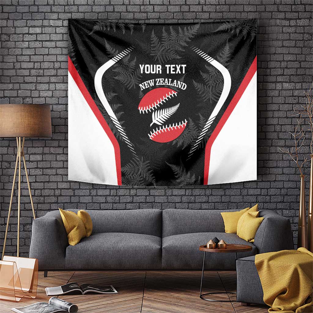Custom New Zealand Silver Fern Softball Tapestry Go Aotearoa LT14 Black - Polynesian Pride