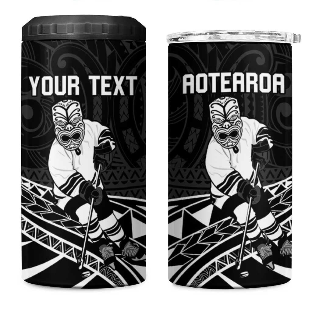 Personalised Aotearoa Ice Hockey 4 in 1 Can Cooler Tumbler NZ Tiki Mascot - Maori Pattern LT14
