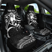 Custom Aotearoa Ice Hockey Car Seat Cover NZ Tiki Mascot - Maori Pattern LT14 One Size Black - Polynesian Pride