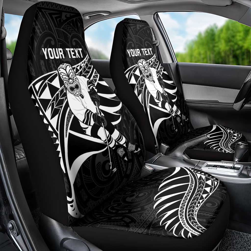 Custom Aotearoa Ice Hockey Car Seat Cover NZ Tiki Mascot - Maori Pattern LT14 - Polynesian Pride