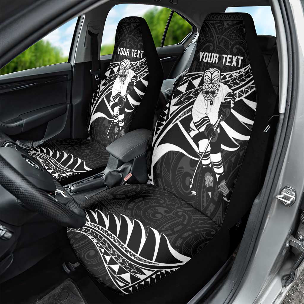 Custom Aotearoa Ice Hockey Car Seat Cover NZ Tiki Mascot - Maori Pattern LT14 - Polynesian Pride