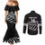 Custom Aotearoa Ice Hockey Couples Matching Mermaid Dress and Long Sleeve Button Shirt NZ Tiki Mascot - Maori Pattern