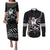 Custom Aotearoa Ice Hockey Couples Matching Puletasi and Long Sleeve Button Shirt NZ Tiki Mascot - Maori Pattern