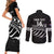 Custom Aotearoa Ice Hockey Couples Matching Short Sleeve Bodycon Dress and Long Sleeve Button Shirt NZ Tiki Mascot - Maori Pattern