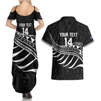 Custom Aotearoa Ice Hockey Couples Matching Summer Maxi Dress and Hawaiian Shirt NZ Tiki Mascot - Maori Pattern