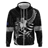 Custom Aotearoa Ice Hockey Hoodie NZ Tiki Mascot - Maori Pattern