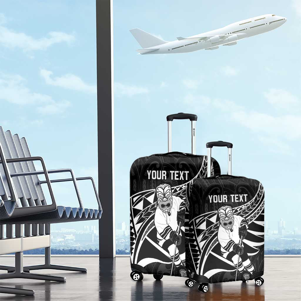 Custom Aotearoa Ice Hockey Luggage Cover NZ Tiki Mascot - Maori Pattern
