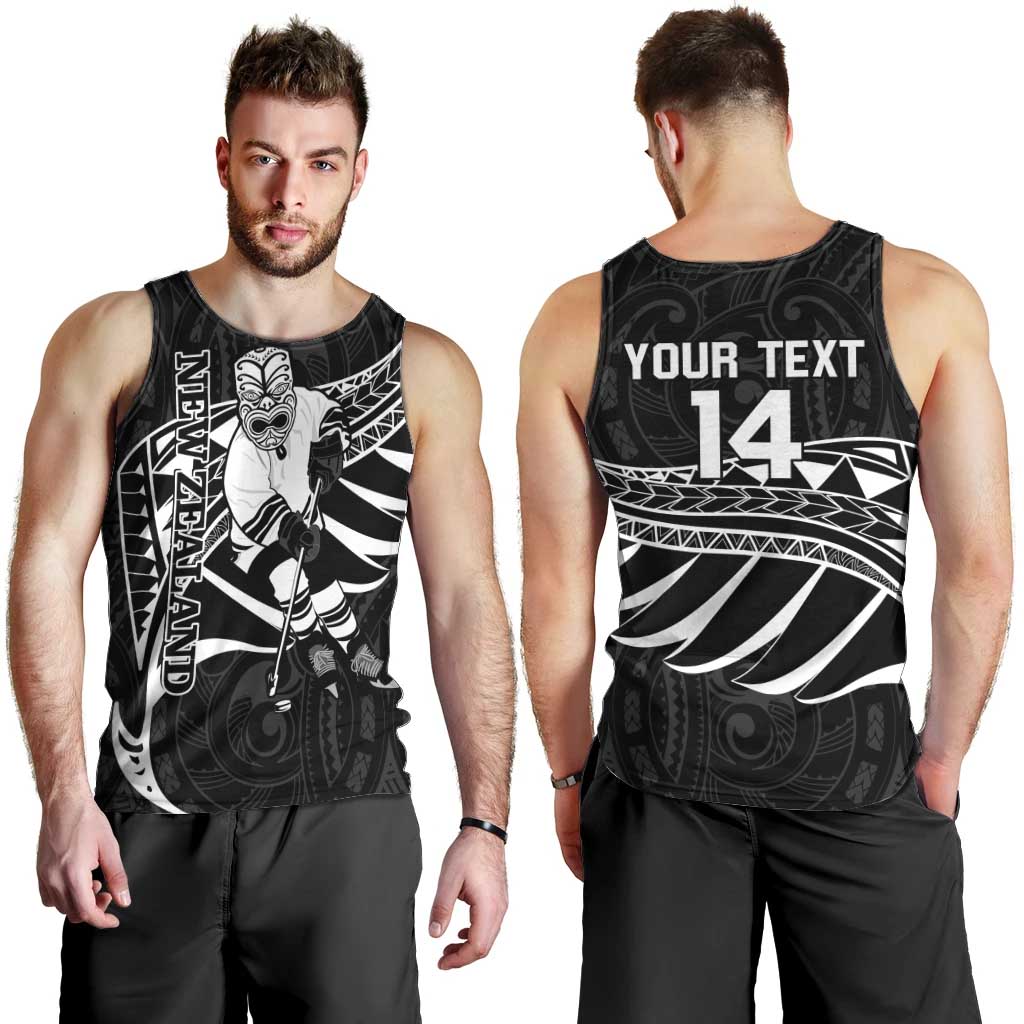 Custom Aotearoa Ice Hockey Men Tank Top NZ Tiki Mascot - Maori Pattern