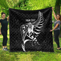 Custom Aotearoa Ice Hockey Quilt NZ Tiki Mascot - Maori Pattern