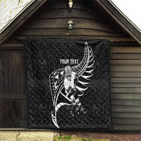 Custom Aotearoa Ice Hockey Quilt NZ Tiki Mascot - Maori Pattern