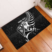 Custom Aotearoa Ice Hockey Rubber Doormat NZ Tiki Mascot - Maori Pattern LT14 - Polynesian Pride
