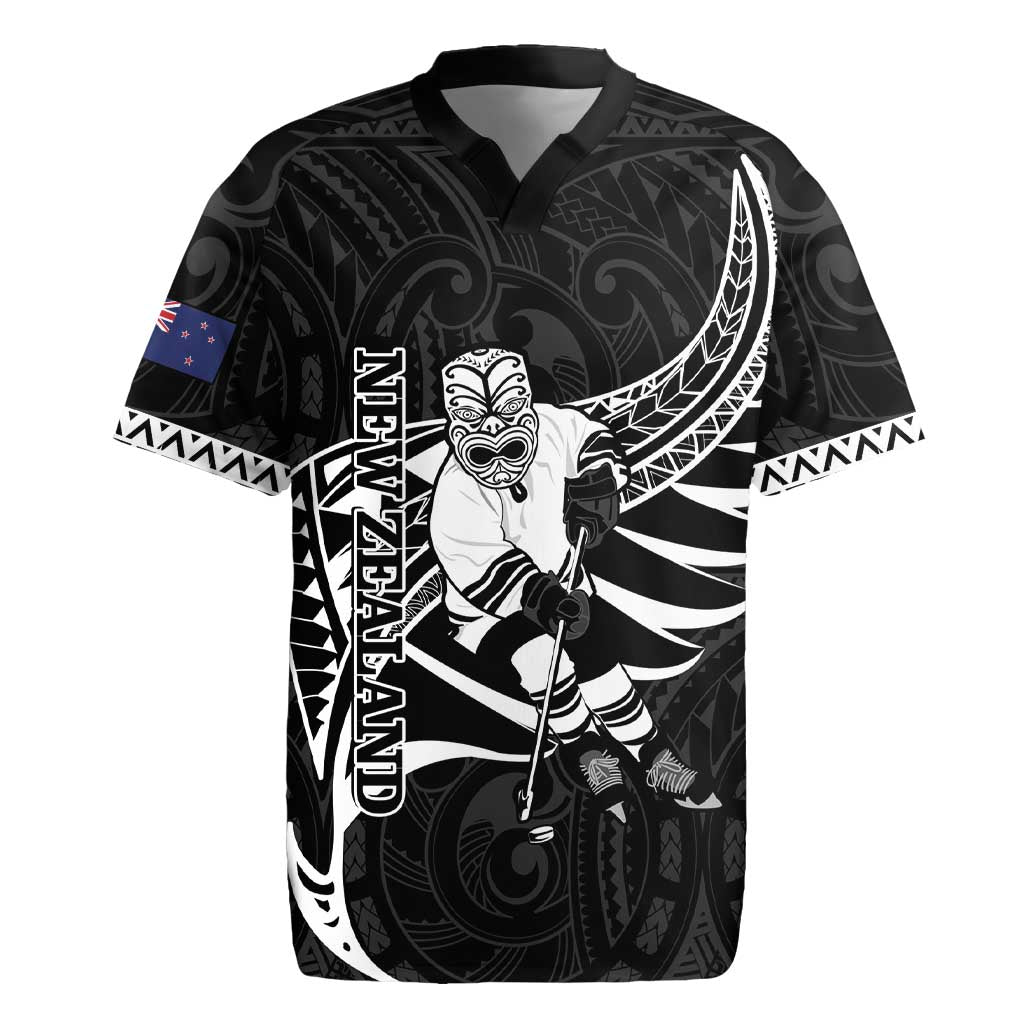 Custom Aotearoa Ice Hockey Rugby Jersey NZ Tiki Mascot - Maori Pattern